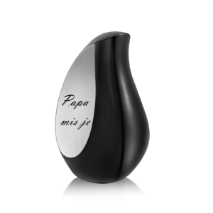 Mini Urn Traan Zwart Zilver Handgeschreven Tekst