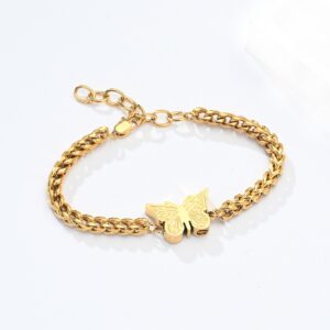 Asarmband Goudkleurige Vlinder Edelstaal.