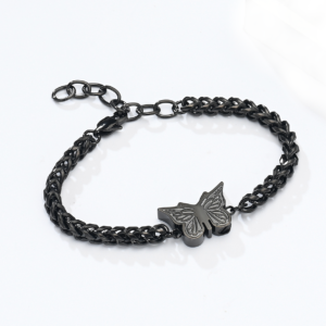 Asarmband Zwartkleurige Vlinder Edelstaal