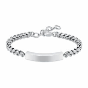 Zilverkleurige Asarmband Graveerplaat Heren