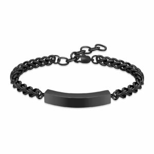 Zwartkleurige Asarmband Graveerplaat Heren Dames