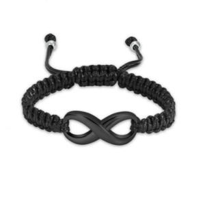 Asarmband Infinity Zwart Edelstaal Elke Maat Passend